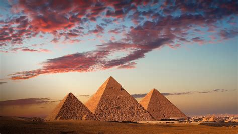 Wallpaper : sky, clouds, city, pyramid, sunset, Pyramids of Giza, Cairo ...