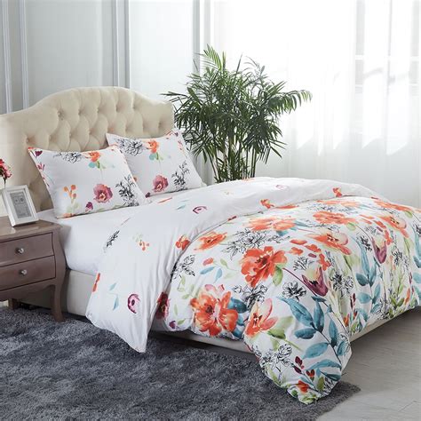 Soft Beauty Pattern Printed 3 Piece Duvet Cover Set With Zipper Closure ...