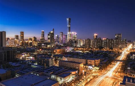 Wallpaper China, skyscrapers, horizon, China, Beijing, Skyline, Beijing ...