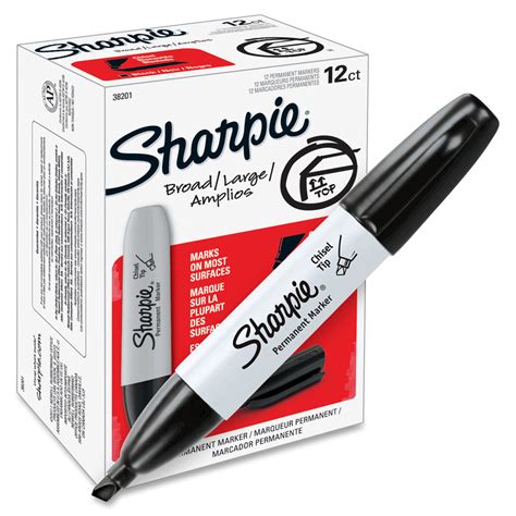 Sharpie Chisel Tip Permanent Markers - Wide Marker Point - Chisel Marker Point Style - Black ...