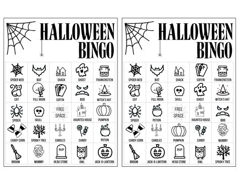 Halloween Bingo Printable Game Cards Template - Paper Trail Design