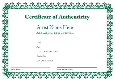 Certificate Of Authenticity Of An Art Print In 2019 with Blank Adoption ...