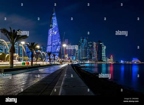 Doha SKyline at Night, Doha, Qatar Stock Photo - Alamy