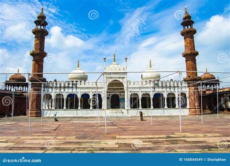 Bhopal Pearl Mosque or Moti Masjid Marble Domes , Towers Stock Image ...