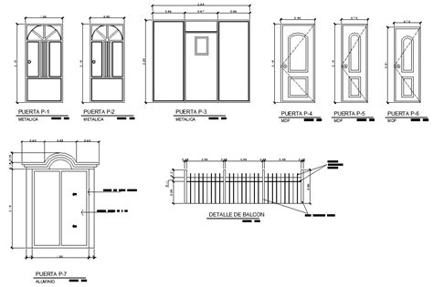 Door elevation plan detail dwg file - Cadbull