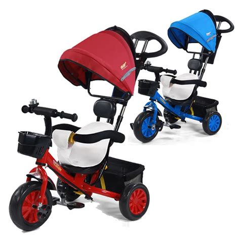 Baby Toddler Kids Tricycle Stroller Bike Bicycle Buggy Pram for Children Removable Cushion Three ...