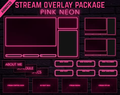 Pink Neon twitch Overlay Package - Etsy UK