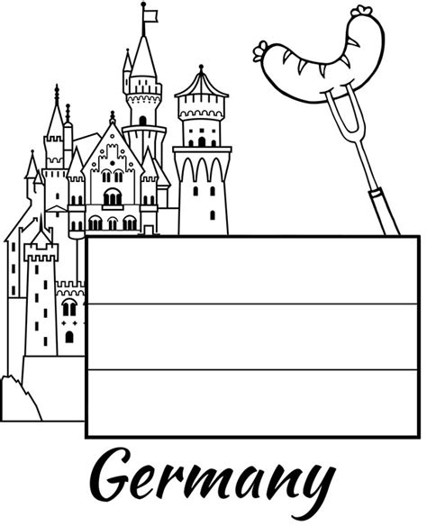 Germany flag coloring sheets for children to print sausage | Flag coloring pages, Germany flag ...