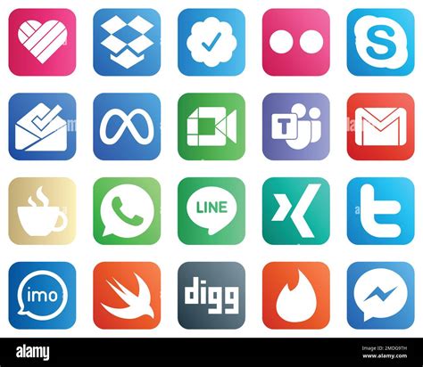 20 Elegant Social Media Icons such as mail. gmail and meta icons. Clean ...