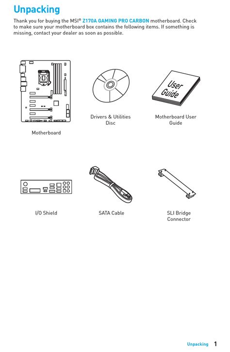 MSI Z170A GAMING PRO CARBON USER MANUAL Pdf Download | ManualsLib