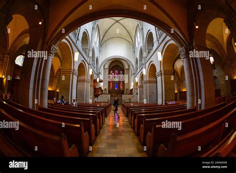 Grossmunster or Grossmünster church interior in Zurich city old town ,Switzerland Stock Photo ...