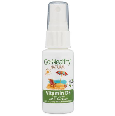 Go Healthy Natural Vitamin D3 Liquid Spray Vegan PlantBased from Organic Lichen for Women Men ...