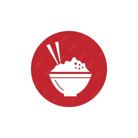 Premium Vector | Rice bowl icon logo vector with chopsticks flat design illustration concept