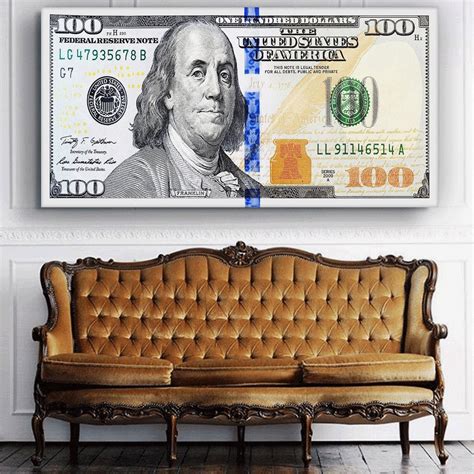 100 Dollar Bill Wall Art Original Money Canvas Print, Motivational ...