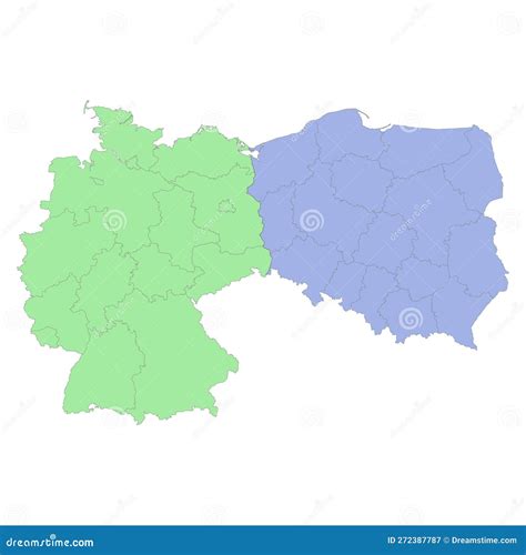 High Quality Political Map of Germany and Poland with Borders of the ...