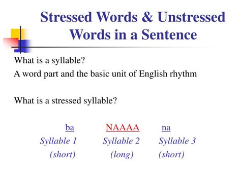 PPT - Stressed Words & Unstressed Words in a Sentence PowerPoint ...