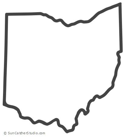 Ohio Map Outline Printable State Shape Stencil Pattern Ohio Map | My ...