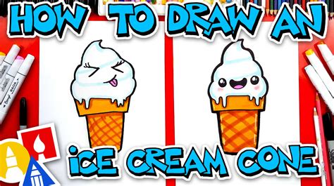 Cartoon Ice Cream Cone With Face ~ Vanilla Artforkidshub Sundae | Bocorawasutu