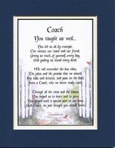 Coach Poem Coach Verse Thank You Coach Coach Appreciation | Etsy