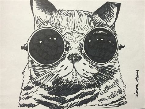 Cat With Glasses Drawing at GetDrawings | Free download