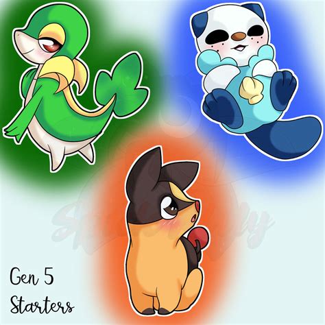 Gen 5 Starters by SpiderLilyArtestry on DeviantArt