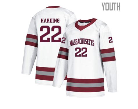 Youth Jerry Harding White UMass Minutemen Hockey Jersey - #22