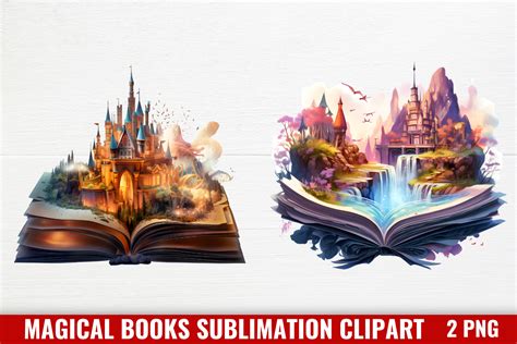 Magical Books Sublimation Clipart Graphic by CraftArt · Creative Fabrica