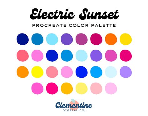 Electric Sunset Procreate Color Palette iPad Procreate Tools | Etsy in 2021 | Color palette ...