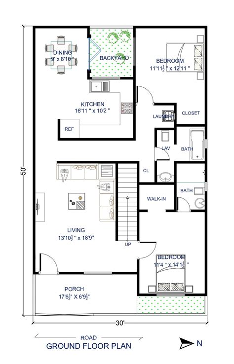 30×50 House Plans - Architego