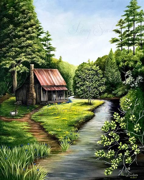 Cabin in the Woods, Old Weathered Cabin, Cabin Wall Art, Original Oil Painting - Etsy