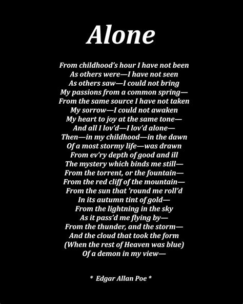 Alone Poem by Edgar Allan Poe Typography Print | Etsy