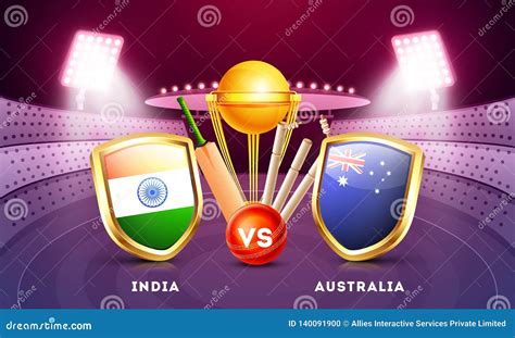 India Vs Australia Cricket Tournament Poster Design. Stock Illustration ...