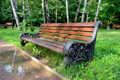 Wooden park bench after the rain | Holiday Stock Photos ~ Creative Market