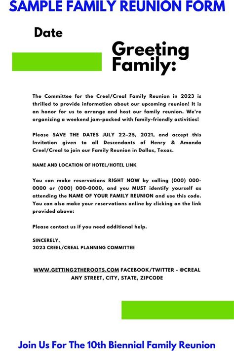 Sample Family Reunion Letter