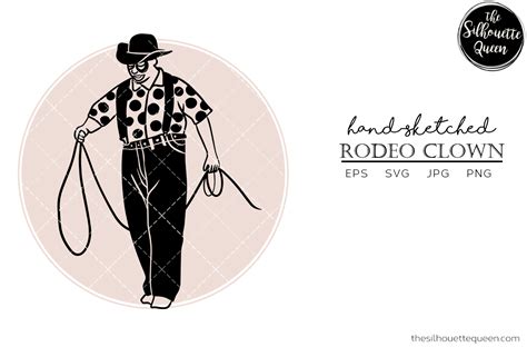 Hand Drawn Rodeo Clown Vector Sketch Graphic by thesilhouettequeenshop · Creative Fabrica