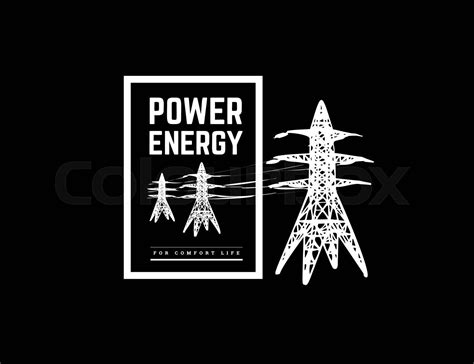 Power lines silhouette vector illustration isolated on white | Stock vector | Colourbox