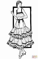 Vintage Girl In A Dress coloring Page  Free Printable Coloring Pages sketch template
