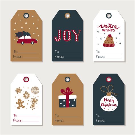 Hand drawn Christmas gift tags collection. Cute festive tag. Vector ...