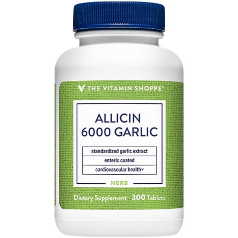 The Vitamin Shoppe Allicin 6000mcg Garlic, 650mg, Enteric Coated ...