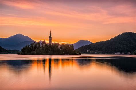 Lake Bled Sunrise by Laura Lee Bartholomew (Slovenia) | Bled slovenia, Sunrise, Lake bled