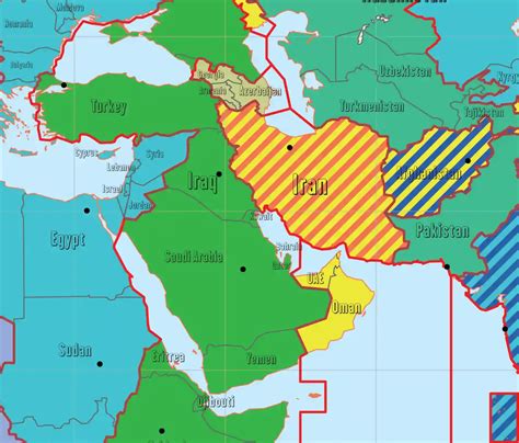 Middle East Time Zones Map