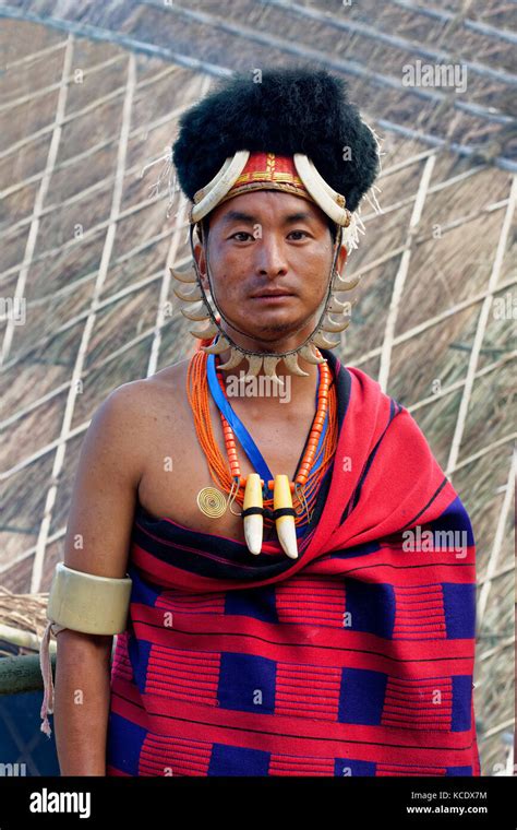 Naga tribal man in traditional outfit, Kisima Nagaland Hornbill ...