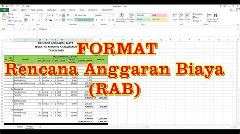 Format Excel Rencana Anggaran Biaya (RAB) - YouTube