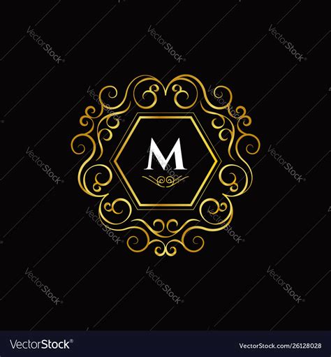 Initial letter m luxury logo sign symbol icon Vector Image