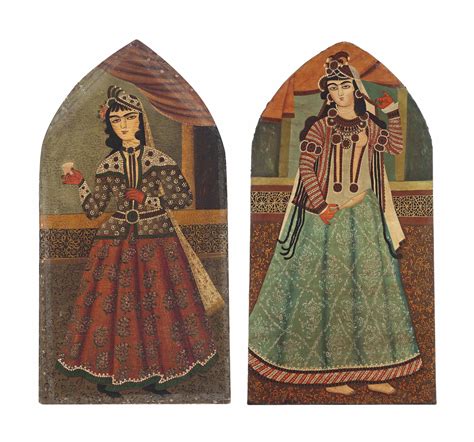 TWO PORTRAITS OF QAJAR LADIES , QAJAR IRAN, 19TH CENTURY | Christie's