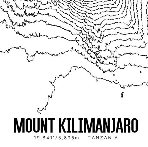 Mount Kilimanjaro Topographic Map Kilimanjaro Map 16x20 | Etsy