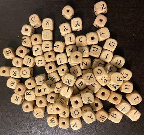 Wooden Letter Beads Letter Charms Alphabet Bead Initial Charm for Jewelry Diy Craft Rustic ...