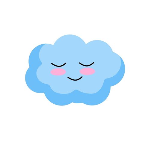 nube sonriente. personaje kawaii. objeto azul del cielo. símbolo del tiempo nublado. mascota del ...