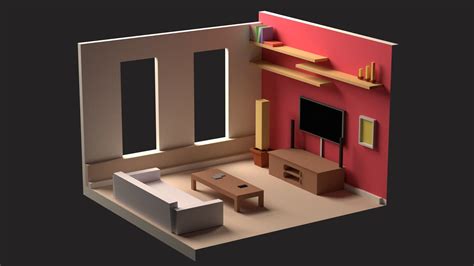 Low Poly Living Room model low-poly | CGTrader