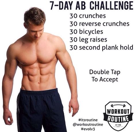 7 day ab challenge | 7 day abs, Body weight workout plan, 7 day ab challenge